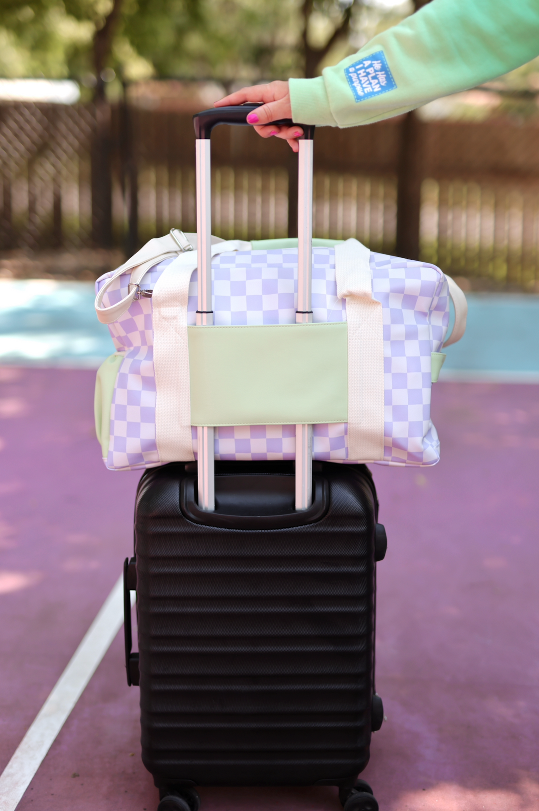 Custom Duffle Bag - Daydream Checkered (Lime/Lilac/Cream)