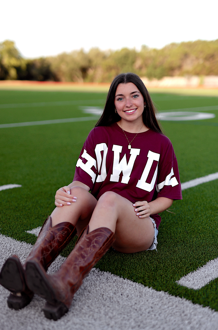 HOWDY - Home Team Mineral Wash Tee - (Maroon) S/S