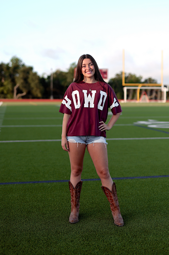 HOWDY - Home Team Mineral Wash Tee - (Maroon) S/S