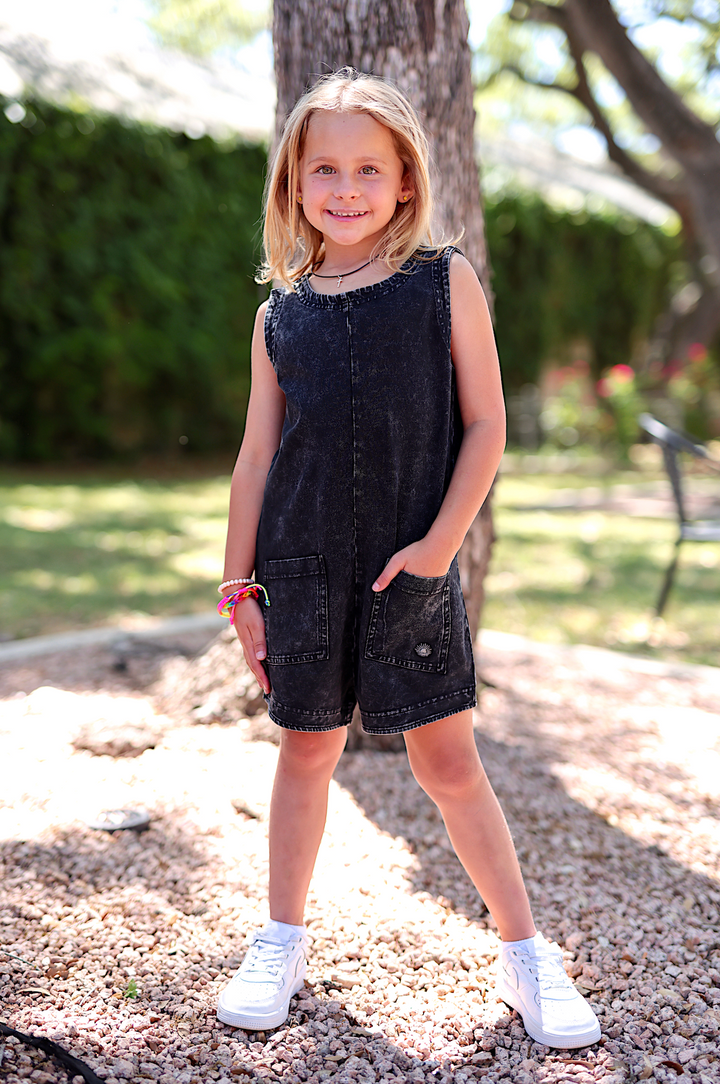 Tailgate Mineral Wash YOUTH Romper - (Midnight)