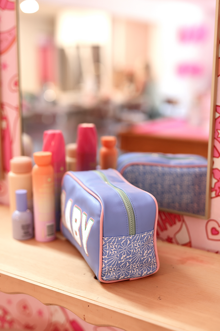 Handle Cosmetic Bag - BABY (Periwinklw/Coral)