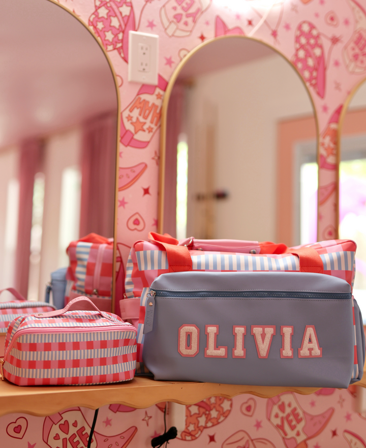 Custom Duffle Bag - Blaze Color Block (Blue/Pink/Orange Checkered)