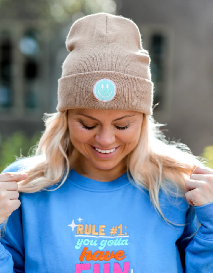 Beanie (Tan) - Happy