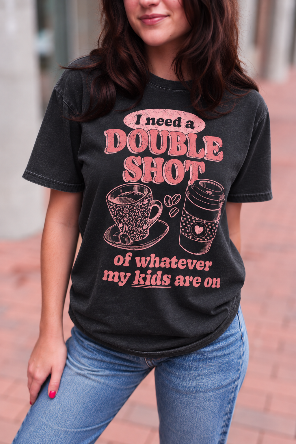 Double Shot (Black Mineral Wash) - Short Sleeve/Crew