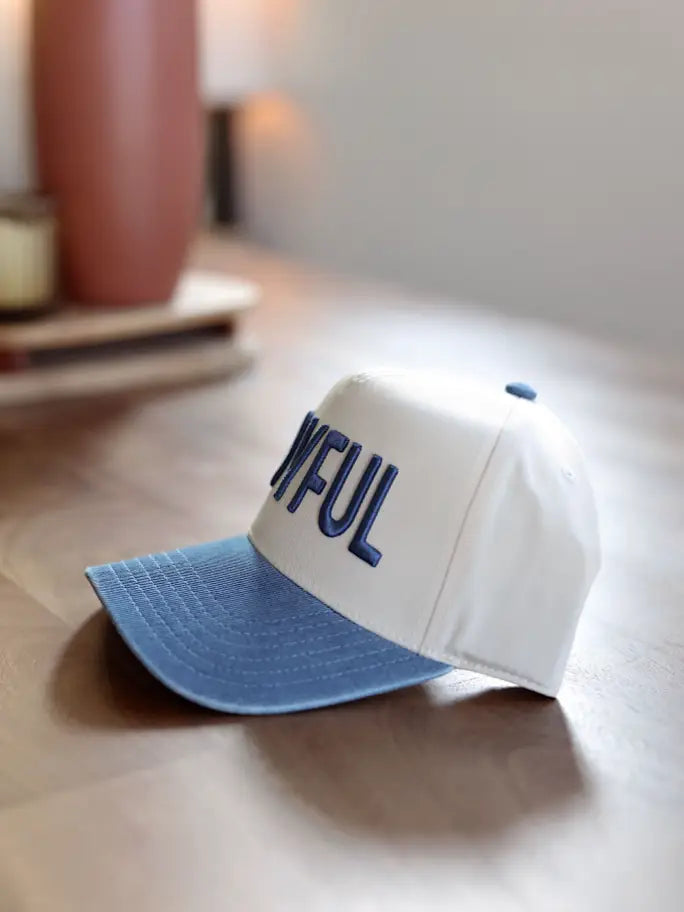 Trucker Hat - JOYFUL 3D Embroidery (Natural/Denim)