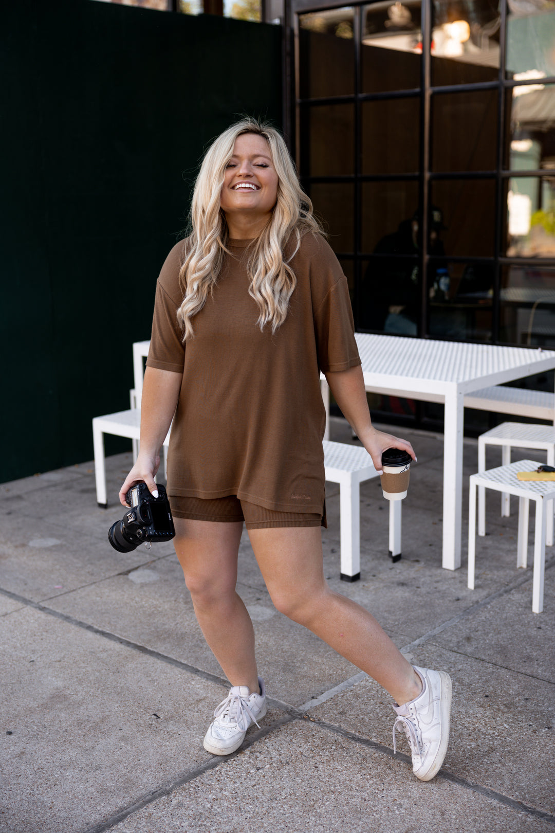 24/7 Oversize Rib Set (Espresso) - Top + Biker Shorts