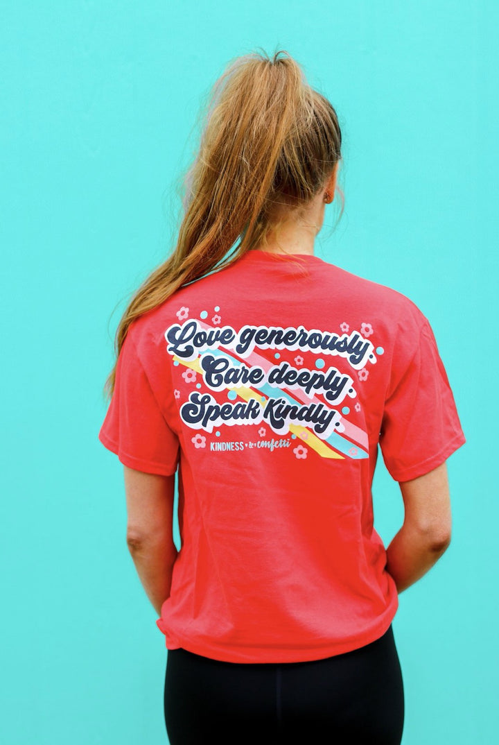 K&C - Love Generously (Deep Coral) - Short Sleeve/Crew